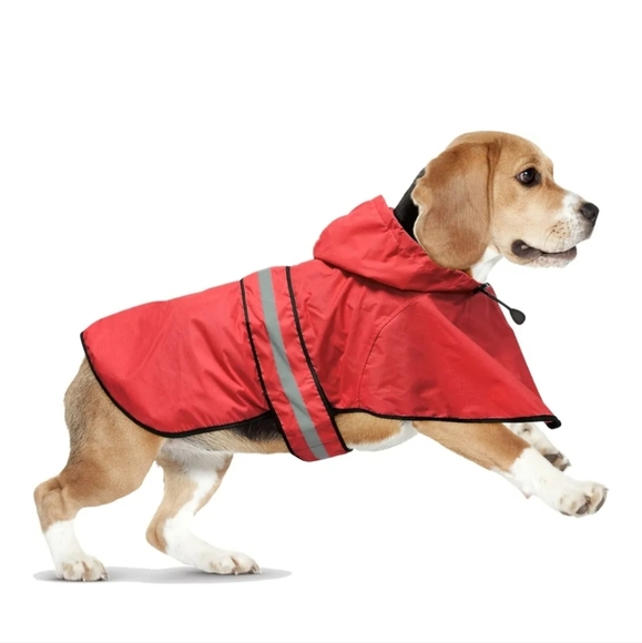 Red Reflective Dog Raincoat New In Box - Picture 2 of 11